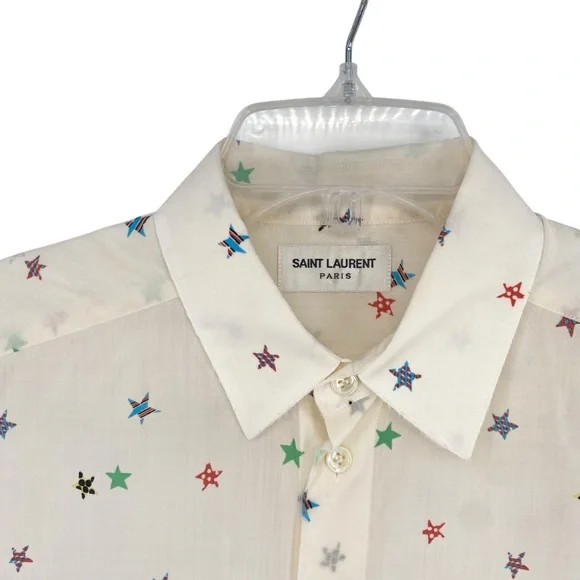 Saint Laurent Star Print Short Sleeve Button Down Shirt